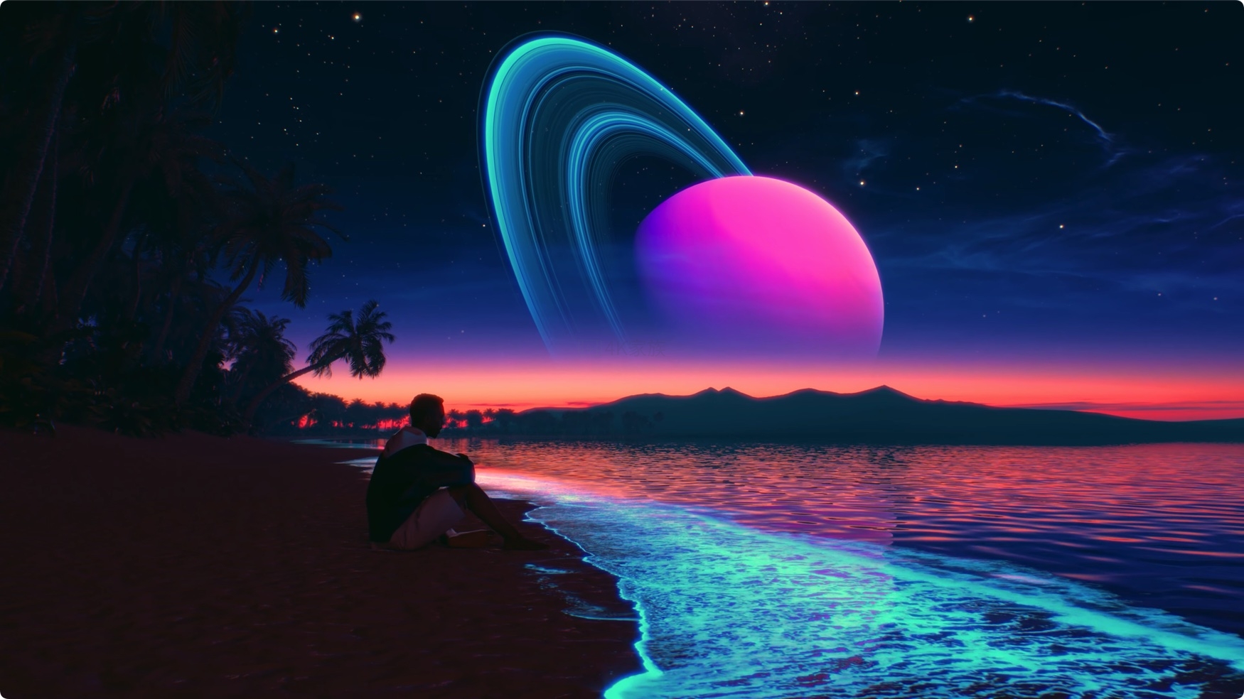 将近3分钟的土星 梦幻海滩  4K视频 第1张 将近3分钟的土星 梦幻海滩  4K视频 第1张