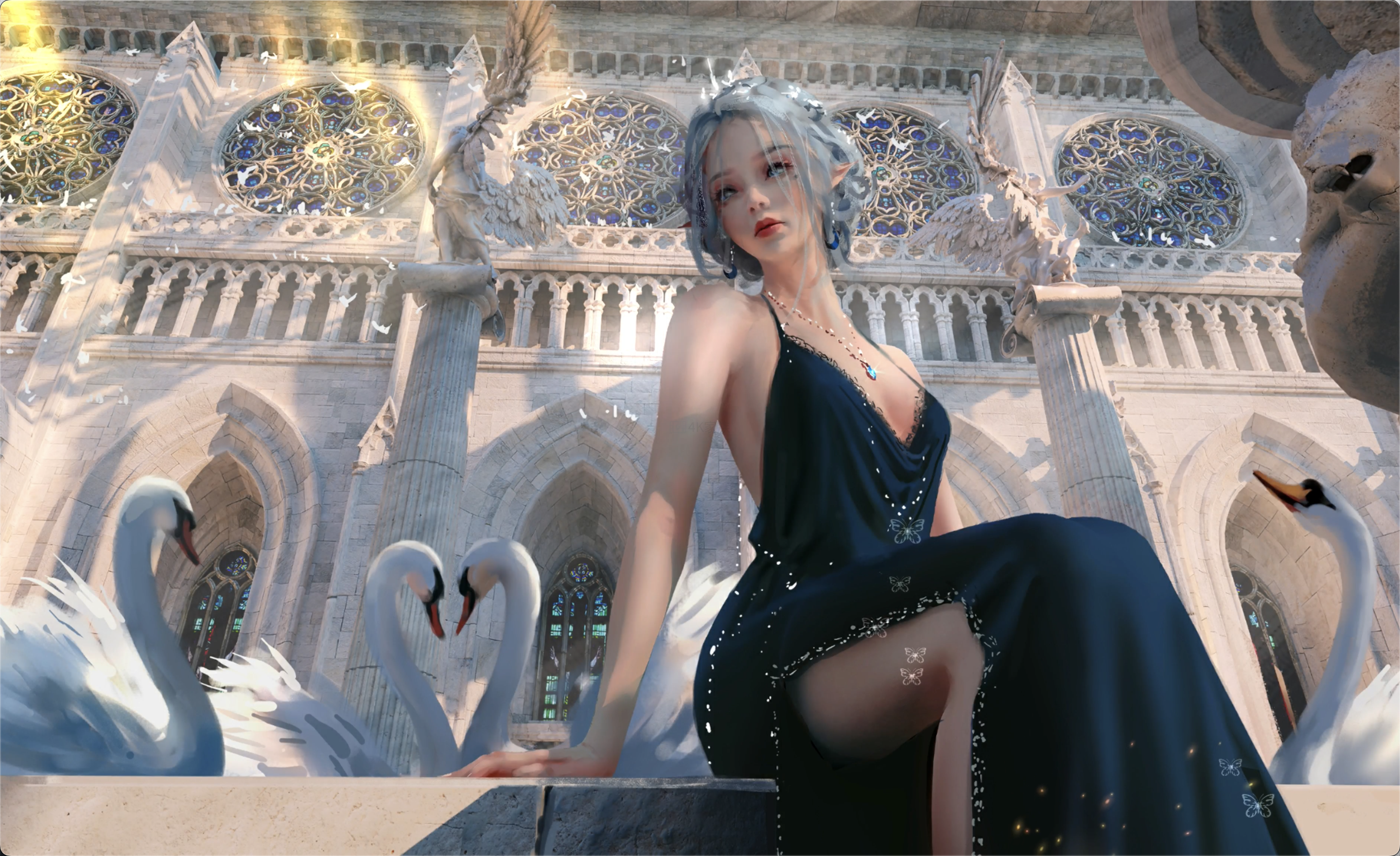 教堂外的黑天鹅 冰公主,鬼刀4k视频壁纸 第1张 教堂外的黑天鹅 冰公主,鬼刀4k视频壁纸 第1张